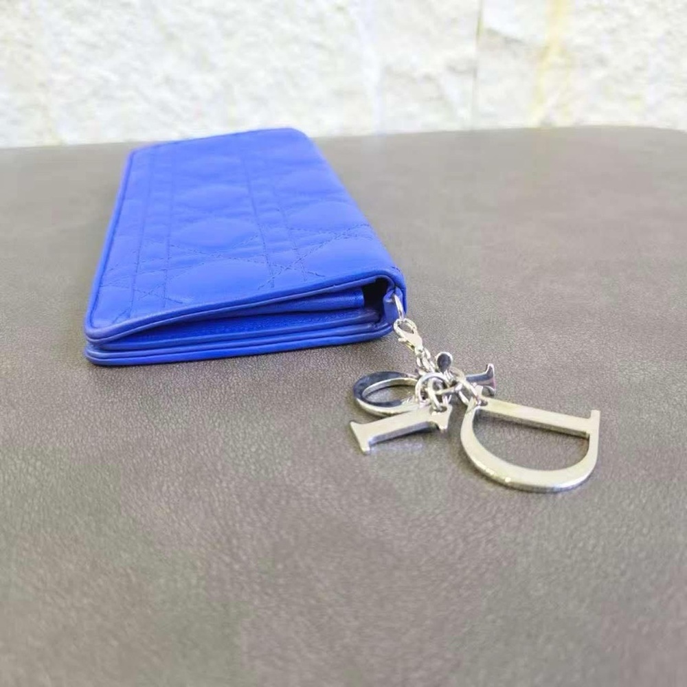 Dior Vibrant Blue Quilted Long Wallet